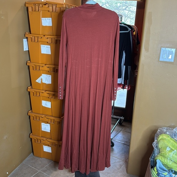 Soft Surroundings Jackie Knit Maxi Dress Henna Brown Turtleneck Size Large Tall - Picture 10 of 10
